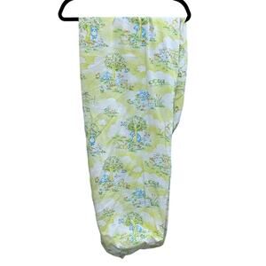 Vintage Baby Crib Sheet Yellow Bunnies Bear Ties